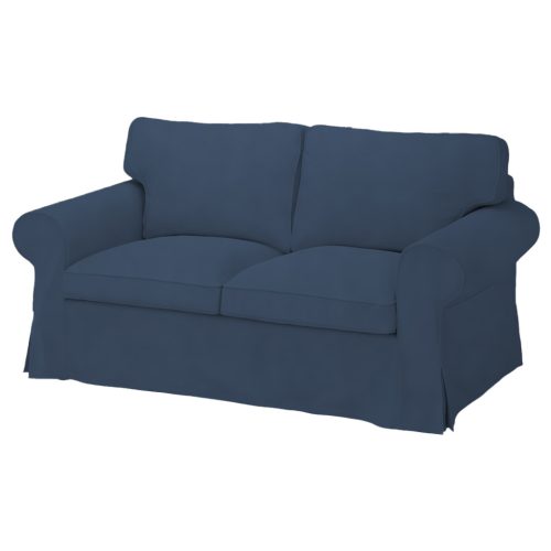 Husă de canapea Ektorp, fixă pentru 2 persoane (model mai mare) - Ana albastru denim