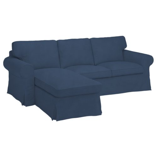 Husă de canapea Ektorp pentru 3 persoane cu șezlong în stânga - Ana albastru denim