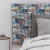 Panou textil tapițat pentru perete - model patchwork animale de pădure - albastru