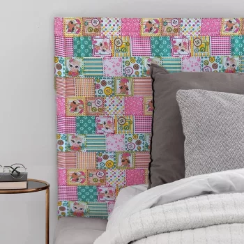   Panou textil tapițat pentru perete - model patchwork animale
